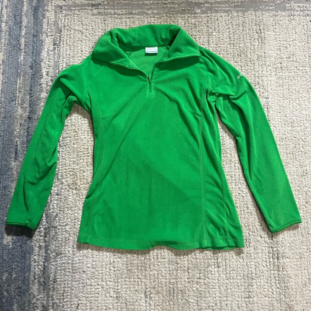 Columbia Sweater Womens Med Long Sleeve 1/4 Zip Outdoors Pullover Green Fleece